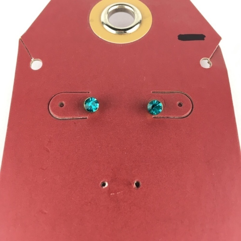 Target Stud Earrings Blue Crystal Jewel Bronze Dainty Understated Feminine NEW
